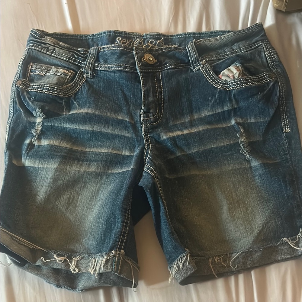 Amethyst Jeans Blue Distressed Jean Shorts